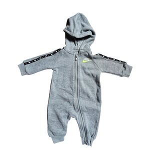 Nike‎ Baby Boys Full Zip Swoosh Coverall 3M Fleece Cuffed Grey 56H234-GEH NWT